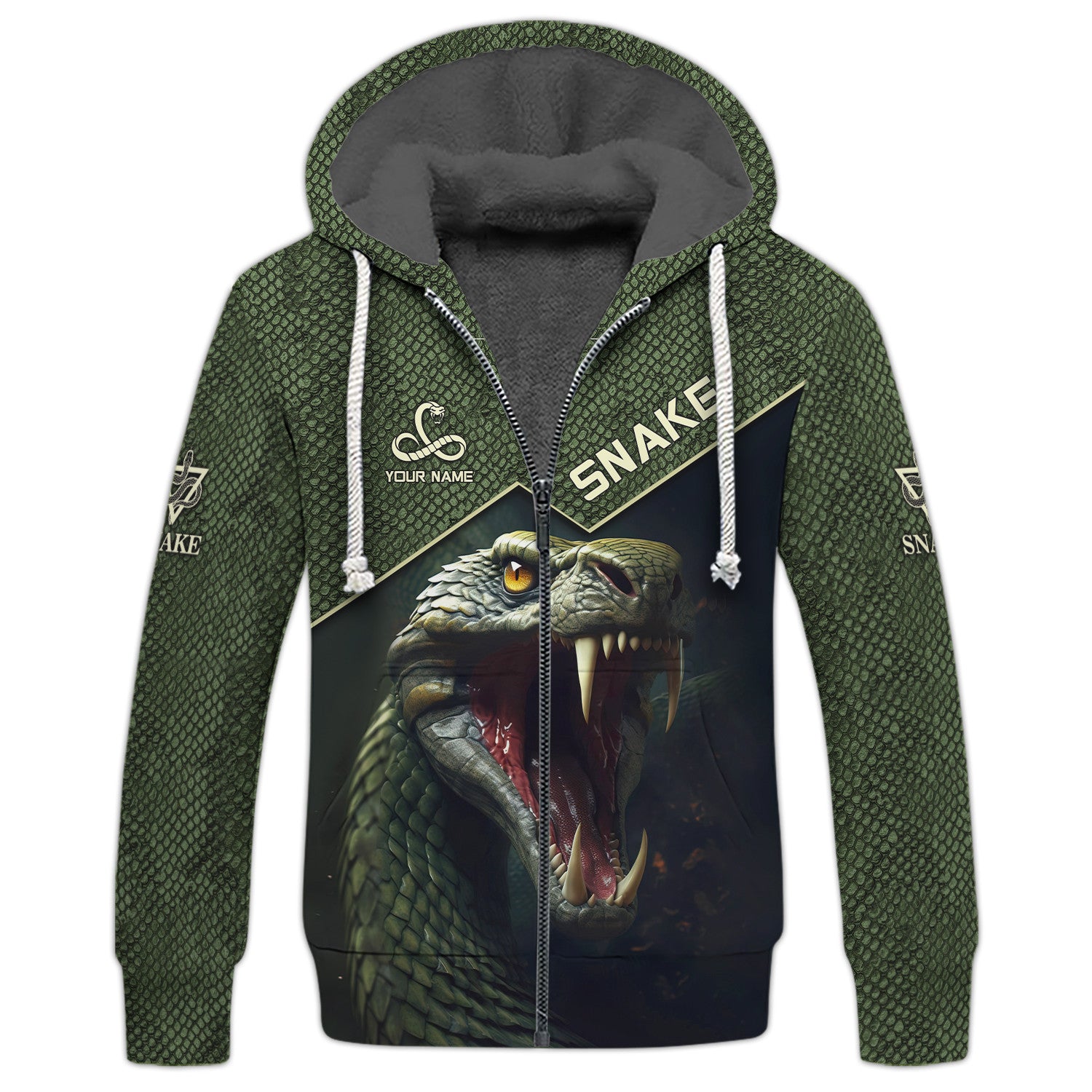 Poison Snake Personalized Name 3D Zipper Hoodie Gift For Snakes Lovers