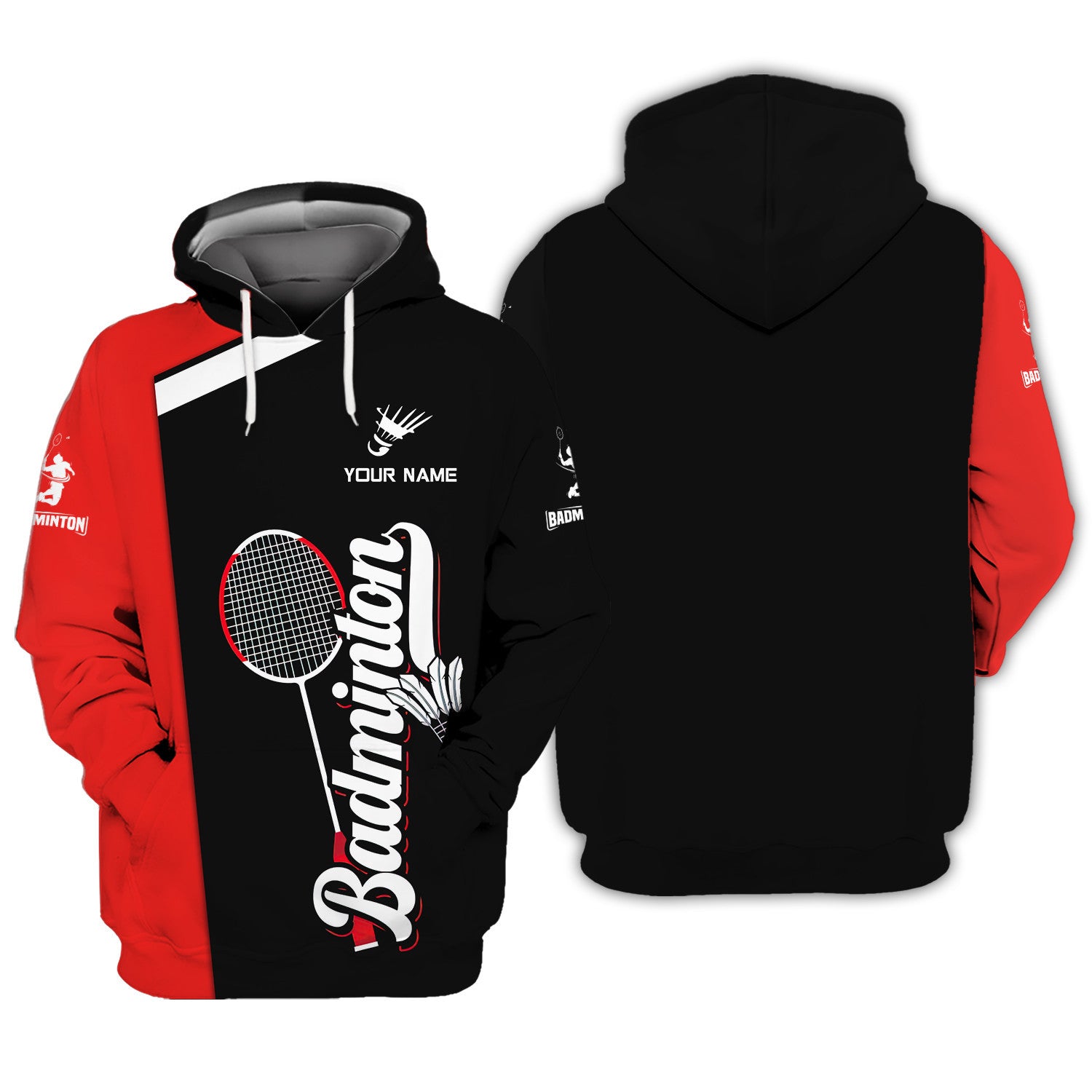 Badminton Personalized Name 3D Zipper Hoodie Gift For Badminton Lovers