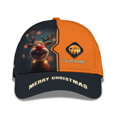 Cute Reindeer Personalized Name 3D Classic Cap Christmas Gift For Reindeer Lovers