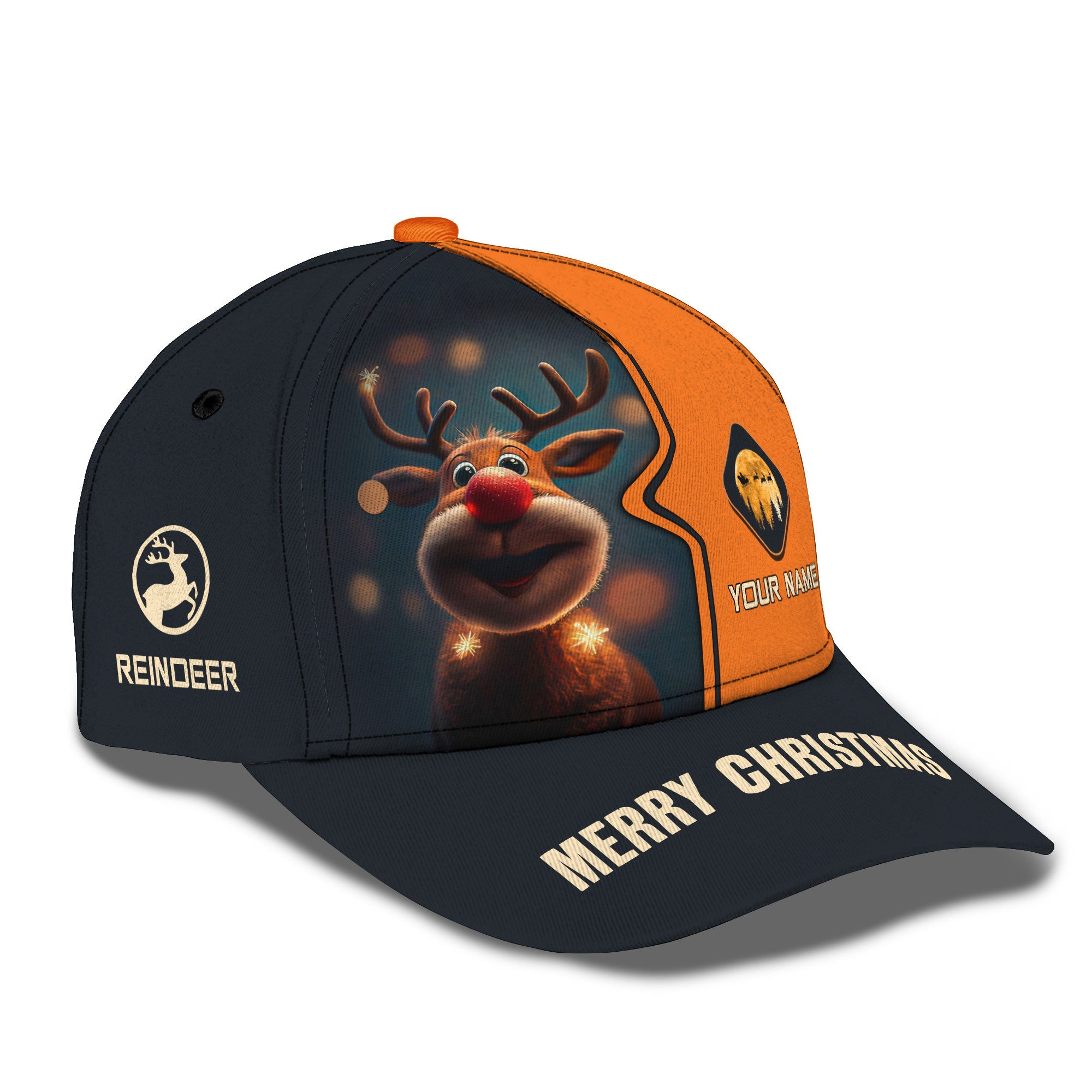 Cute Reindeer Personalized Name 3D Classic Cap Christmas Gift For Reindeer Lovers