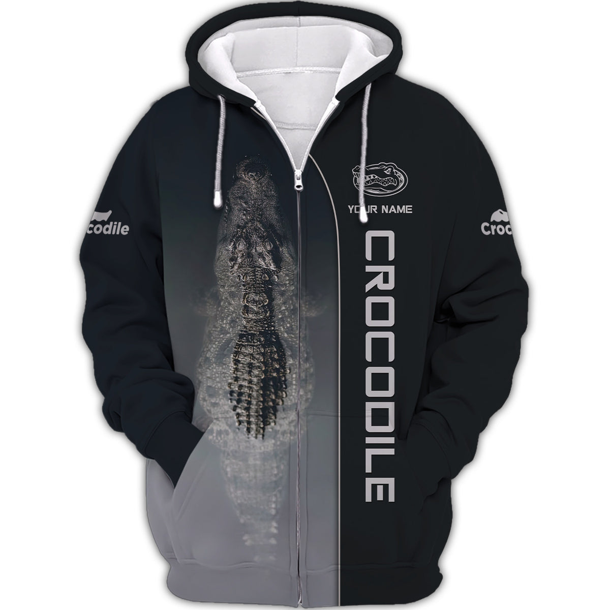 Crocodile Personalized Name 3D Zipper Hoodie Custom Gift For Crocodile Lovers