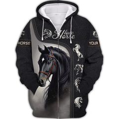 Beautiful Black Horse Personalized Name 3D Shirt Gift For Horse Lovers