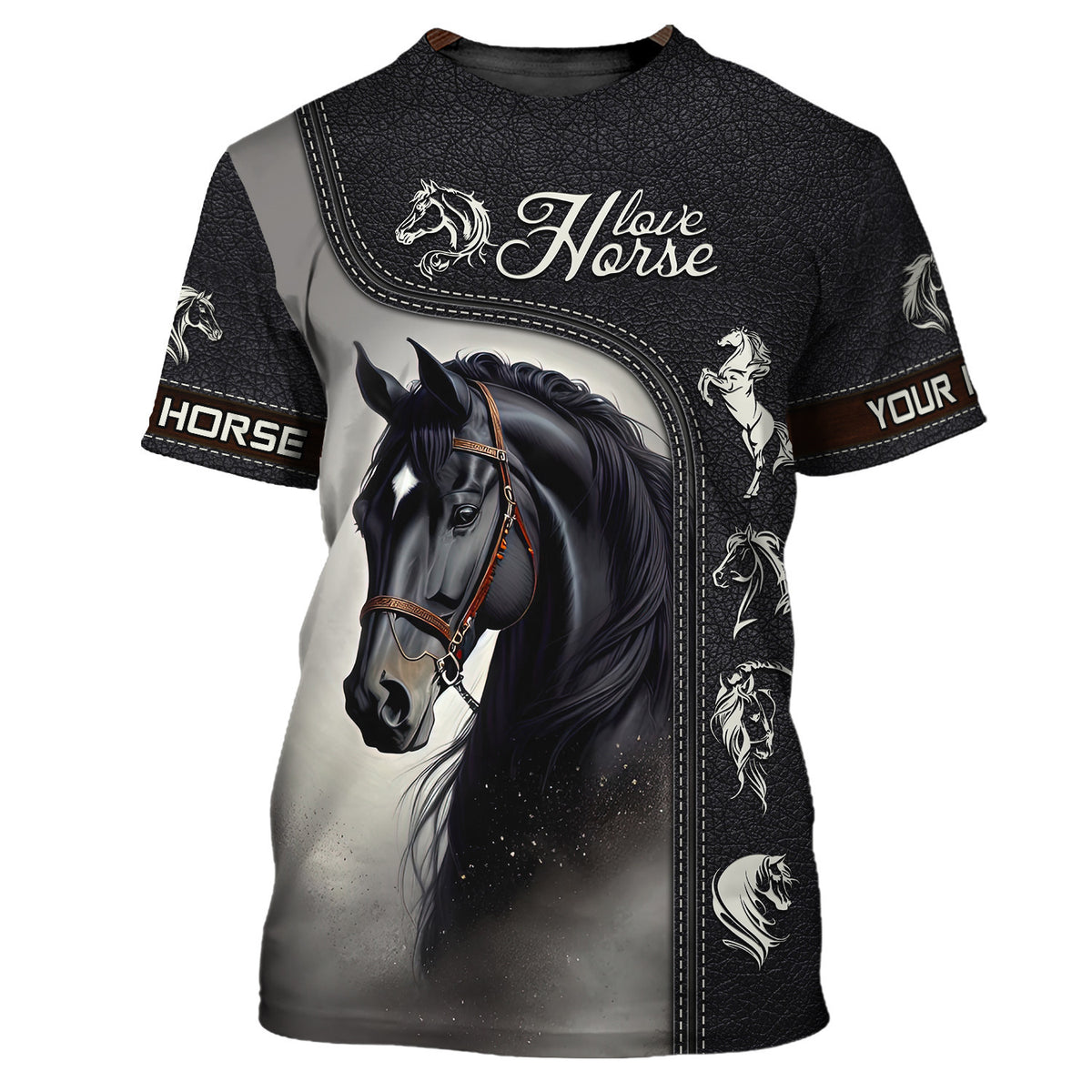 Beautiful Black Horse Personalized Name 3D Shirt Gift For Horse Lovers