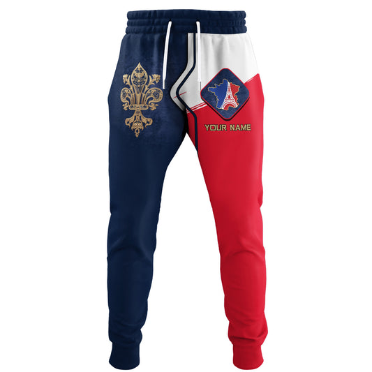 France Personalized Name 3D Sweatpants Custom Gift For France Lovers