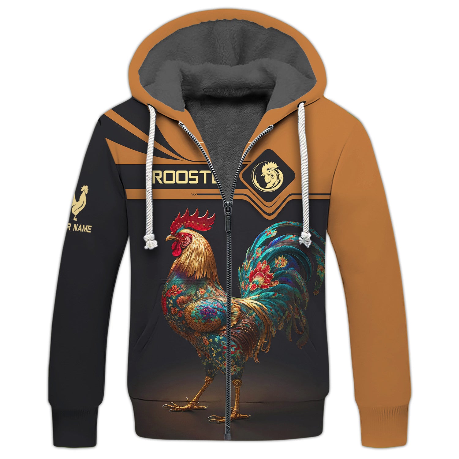 Rooster Personalized Name 3D Zipper Hoodie Custom Gift For Rooster Lovers