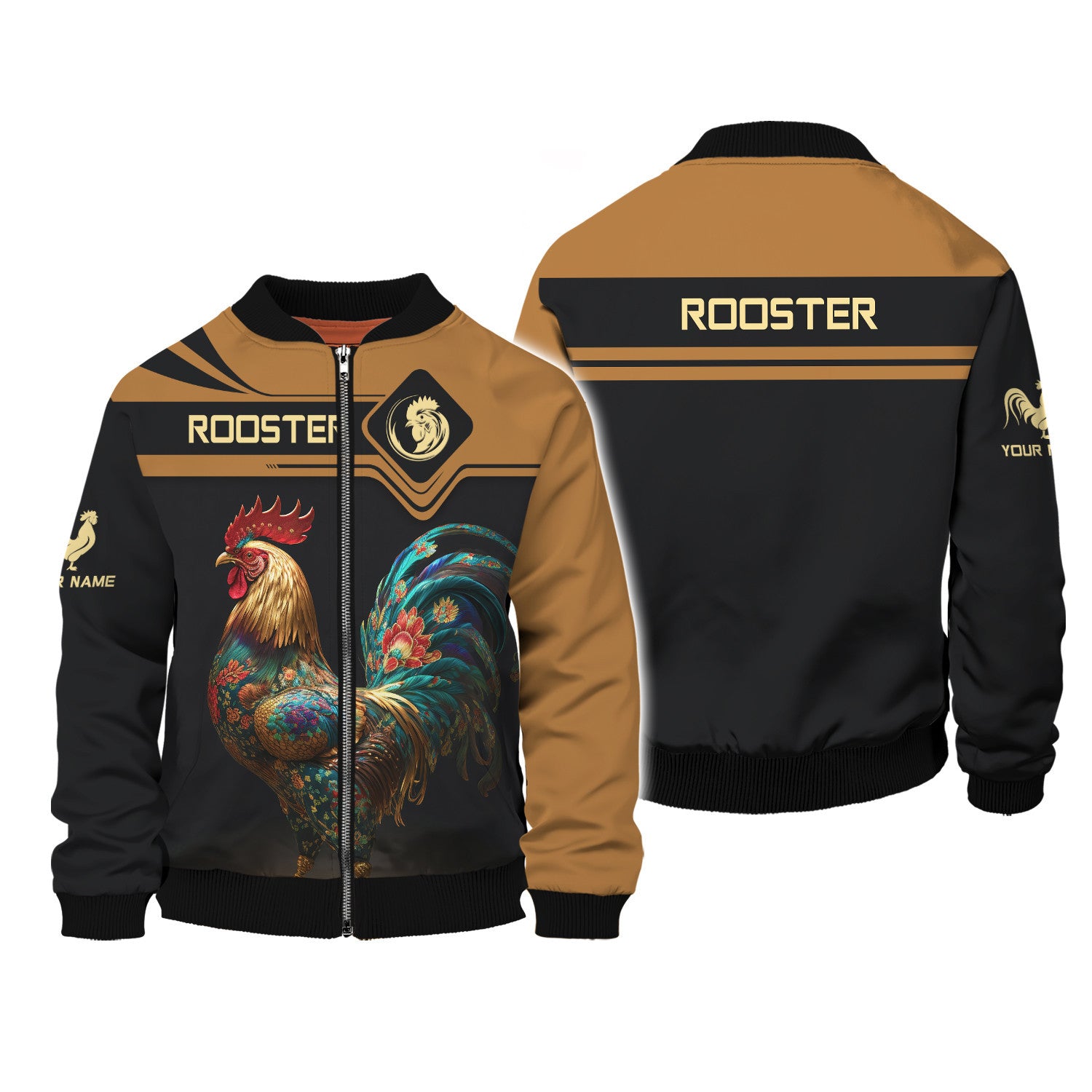 Rooster Personalized Name 3D Zipper Hoodie Custom Gift For Rooster Lovers