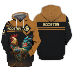 Rooster Personalized Name 3D Zipper Hoodie Custom Gift For Rooster Lovers