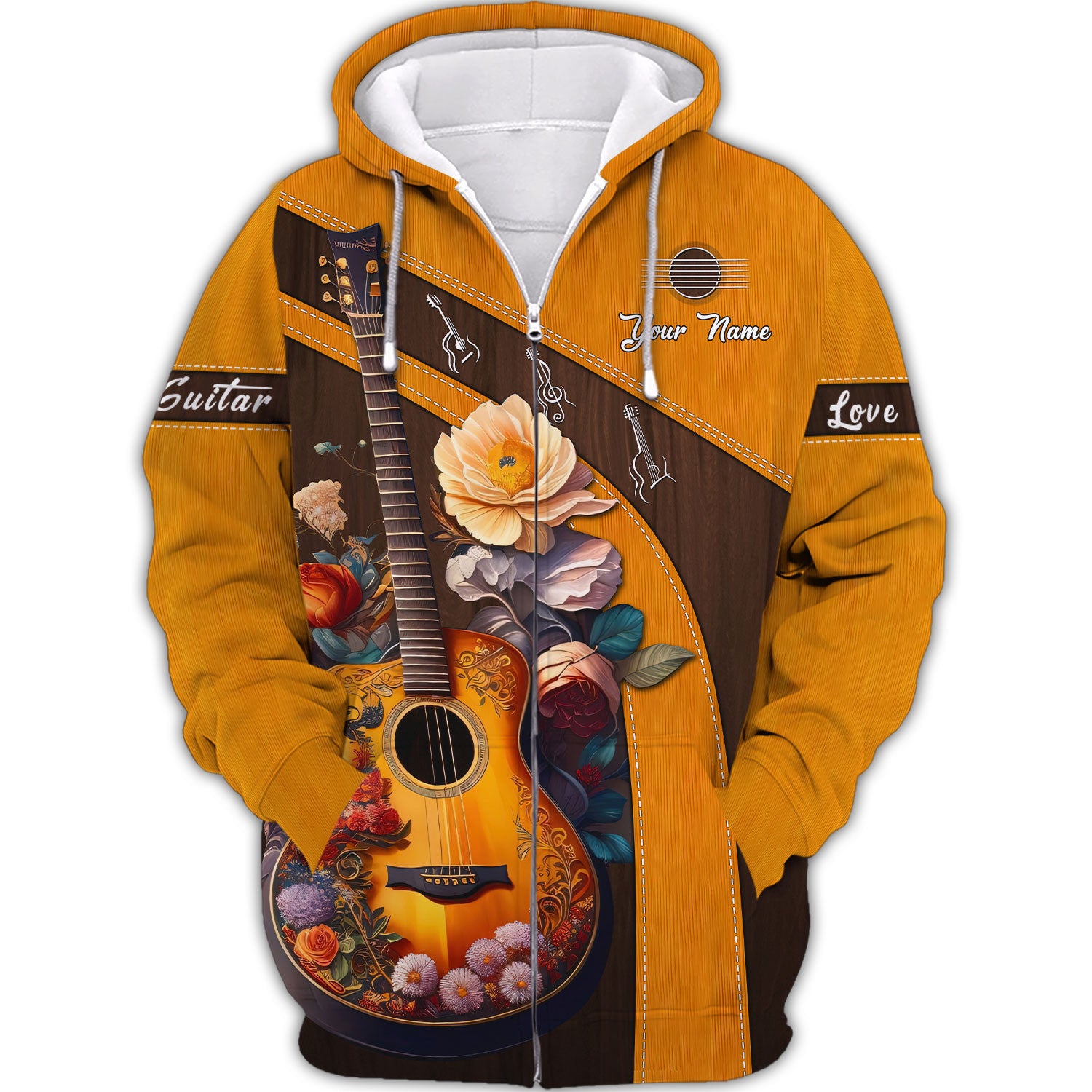 Beautiful Flower & Guitar Personalized Name 3D Shirt Custom Guitar Shirts