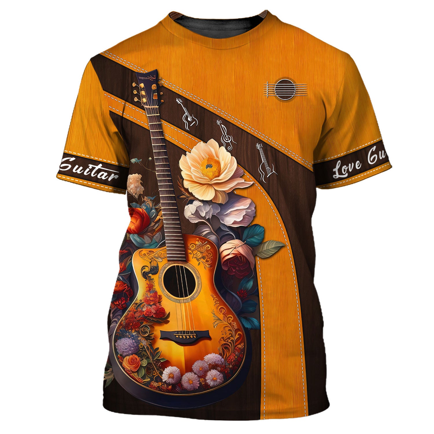 Beautiful Flower & Guitar Personalized Name 3D Zipper Hoodie Custom Guitar Shirts