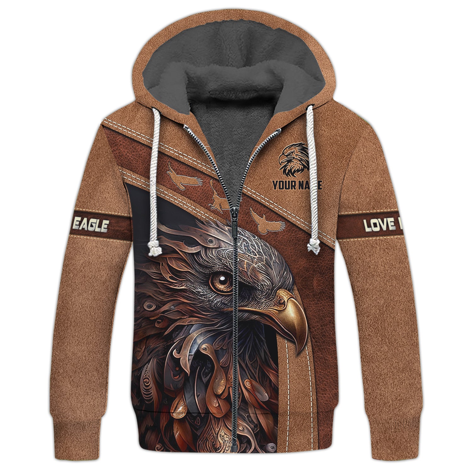 Eagle Personalized Name 3D Zipper Hoodie Custom Gift For Eagle Lovers