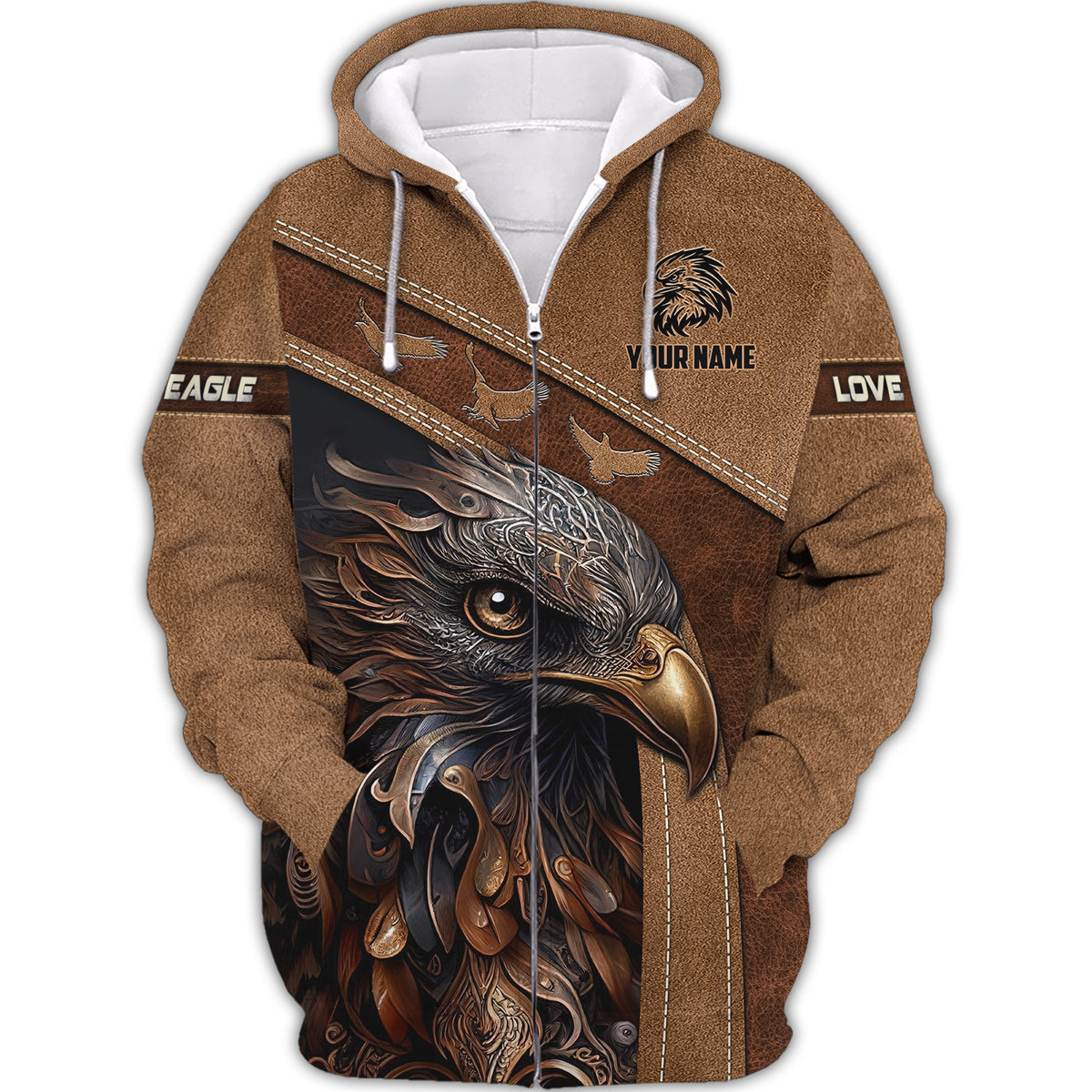 Eagle Personalized Name 3D Zipper Hoodie Custom Gift For Eagle Lovers