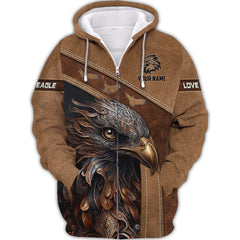 Eagle Personalized Name 3D Zipper Hoodie Custom Gift For Eagle Lovers