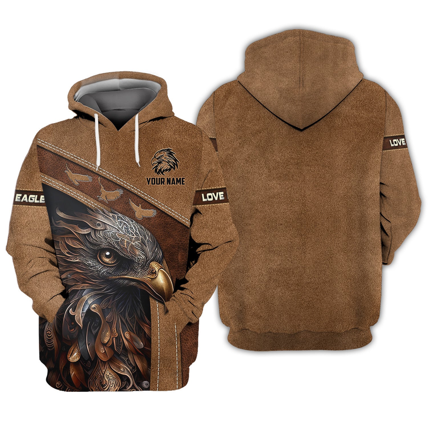 Eagle Personalized Name 3D Zipper Hoodie Custom Gift For Eagle Lovers