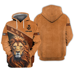 Cool Lion Design For Men Women Lion Lovers Personalized Name Zipper Hoodie