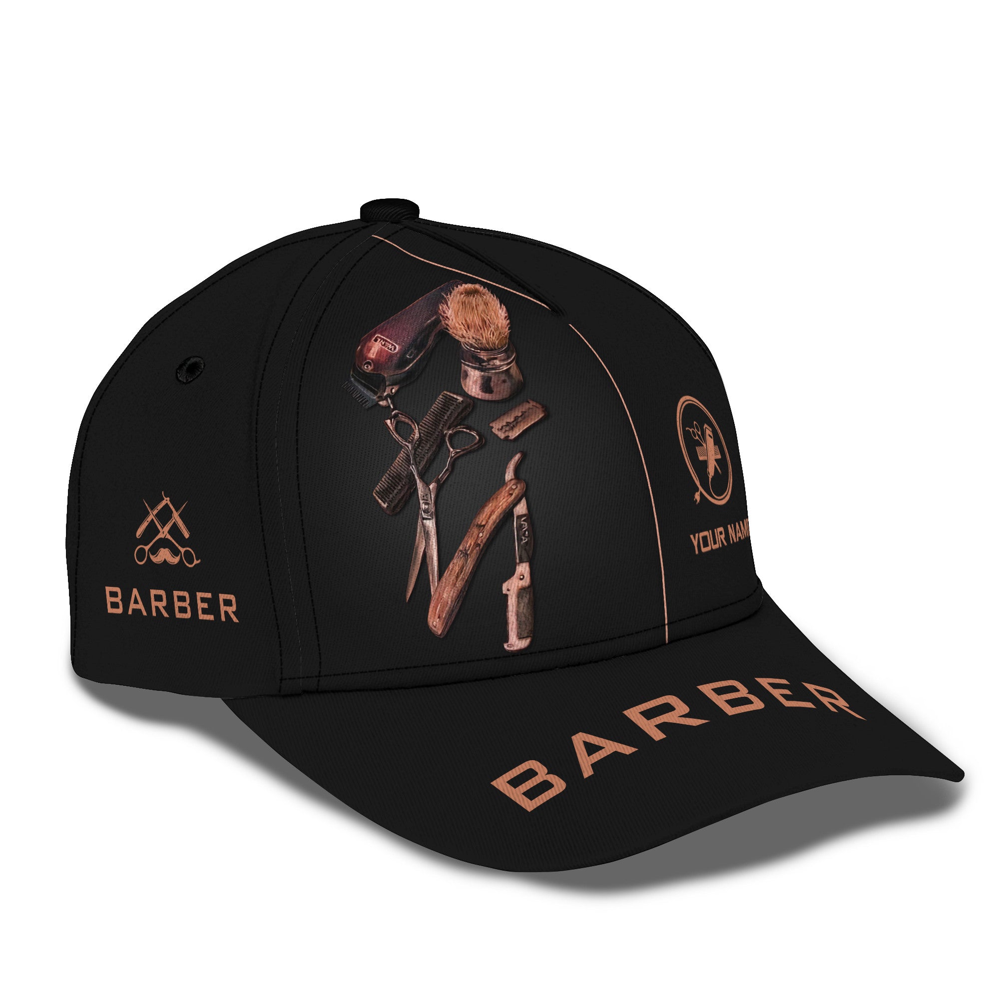 Personalized name Barber 3D All Over Printed, Barber Tee Funny Barber Classic Cap, Birthday Barber 3D Classic Cap, Barber Gifts for Men