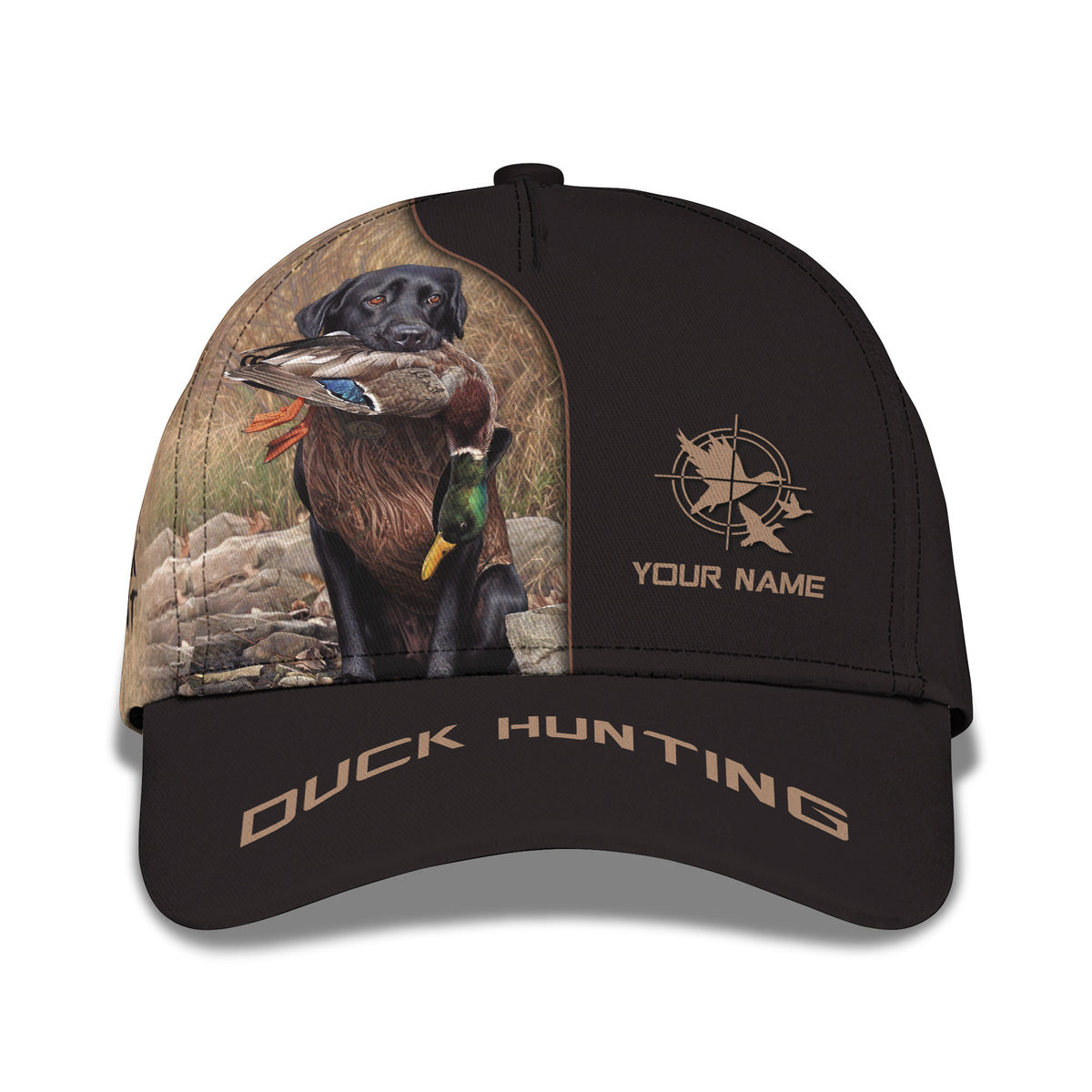 Black Labrador Duck Hunting Personalized Name 3D Classic Cap