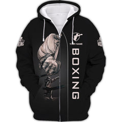 Personalized name Boxing 3D Zipper Hoodie Boxing Zipper Hoodie Gifts for Boxing Lovers