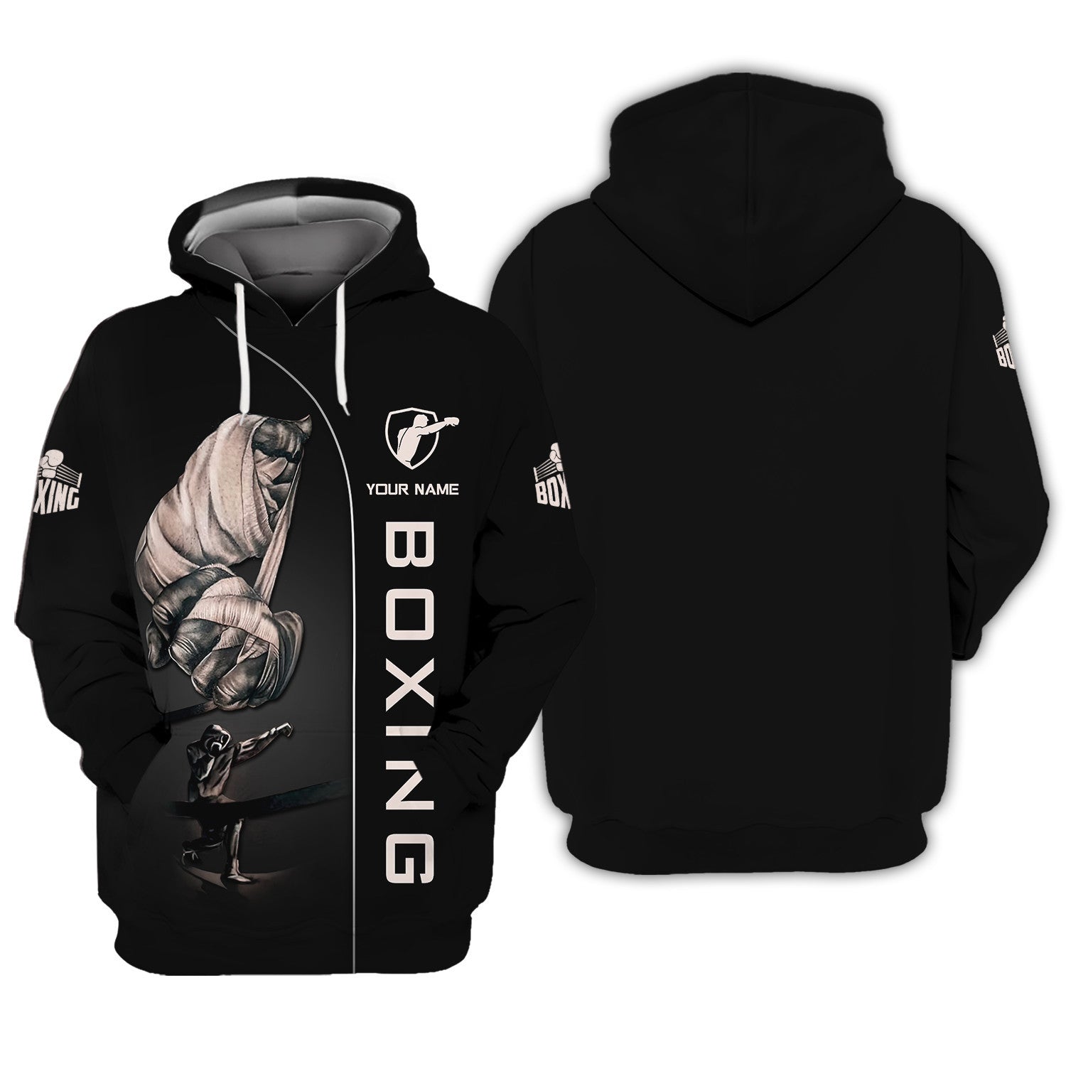 Personalized name Boxing 3D Zipper Hoodie Boxing Zipper Hoodie Gifts for Boxing Lovers