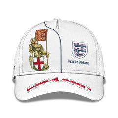 Love England Personalized Name 3D White Classic Cap Gift For England Lovers