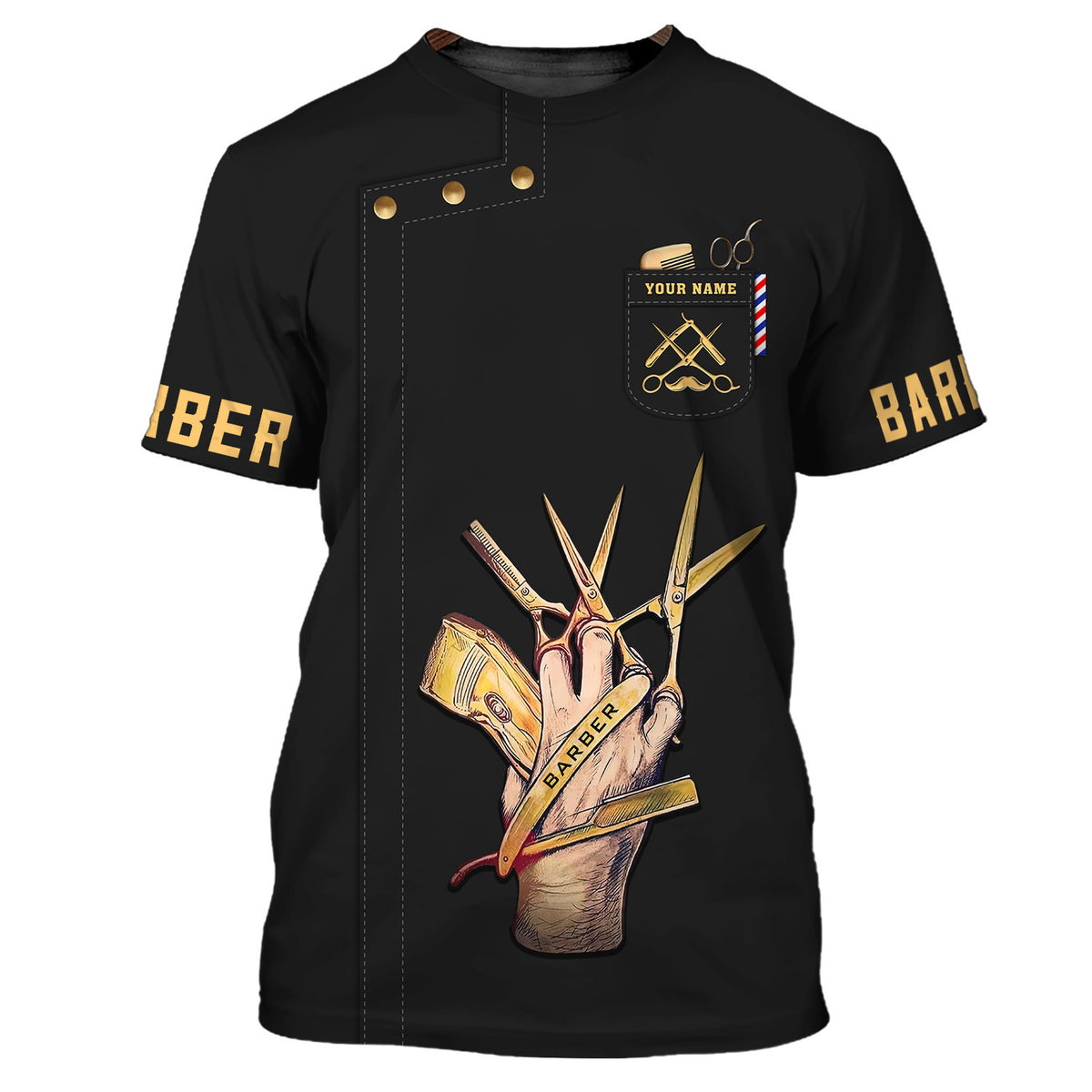 Barber T Shirt Custom Barber Shop T-shirt Black Barber Uniform