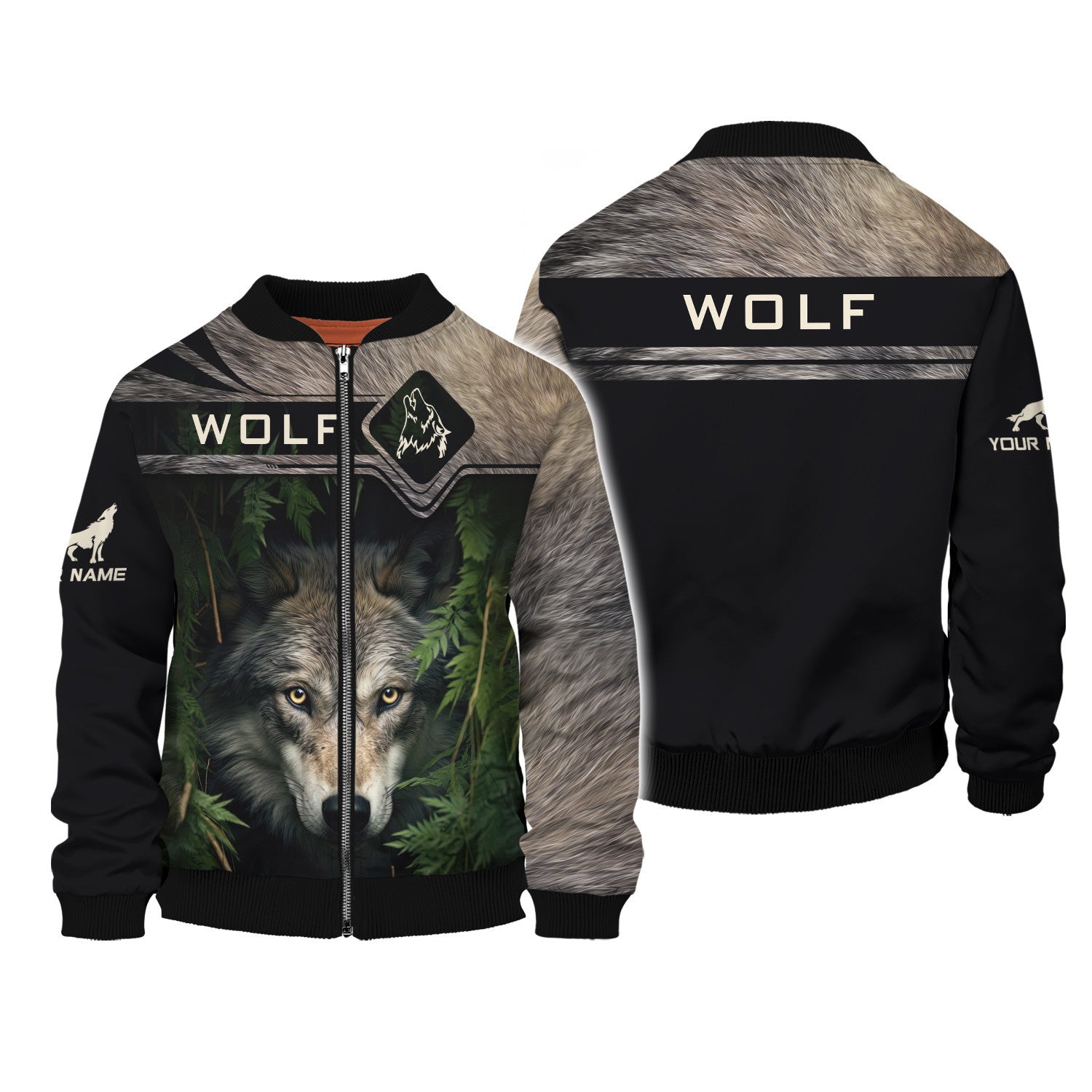 Wolf In the Grass Custom Name 3D Zipper Hoodie Gift For Wolf Lovers