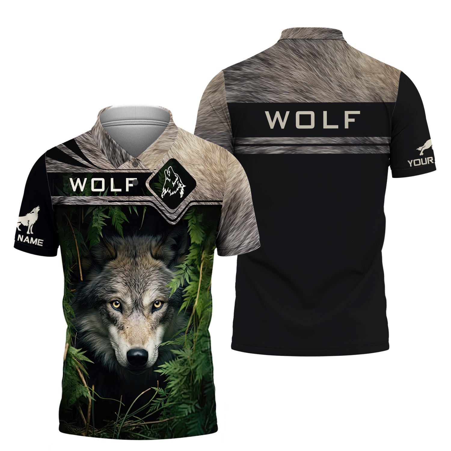 Wolf In the Grass Custom Name 3D Zipper Hoodie Gift For Wolf Lovers