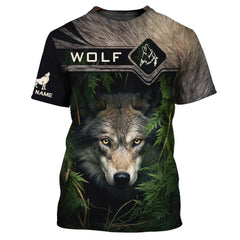 Wolf In the Grass Custom Name 3D Zipper Hoodie Gift For Wolf Lovers