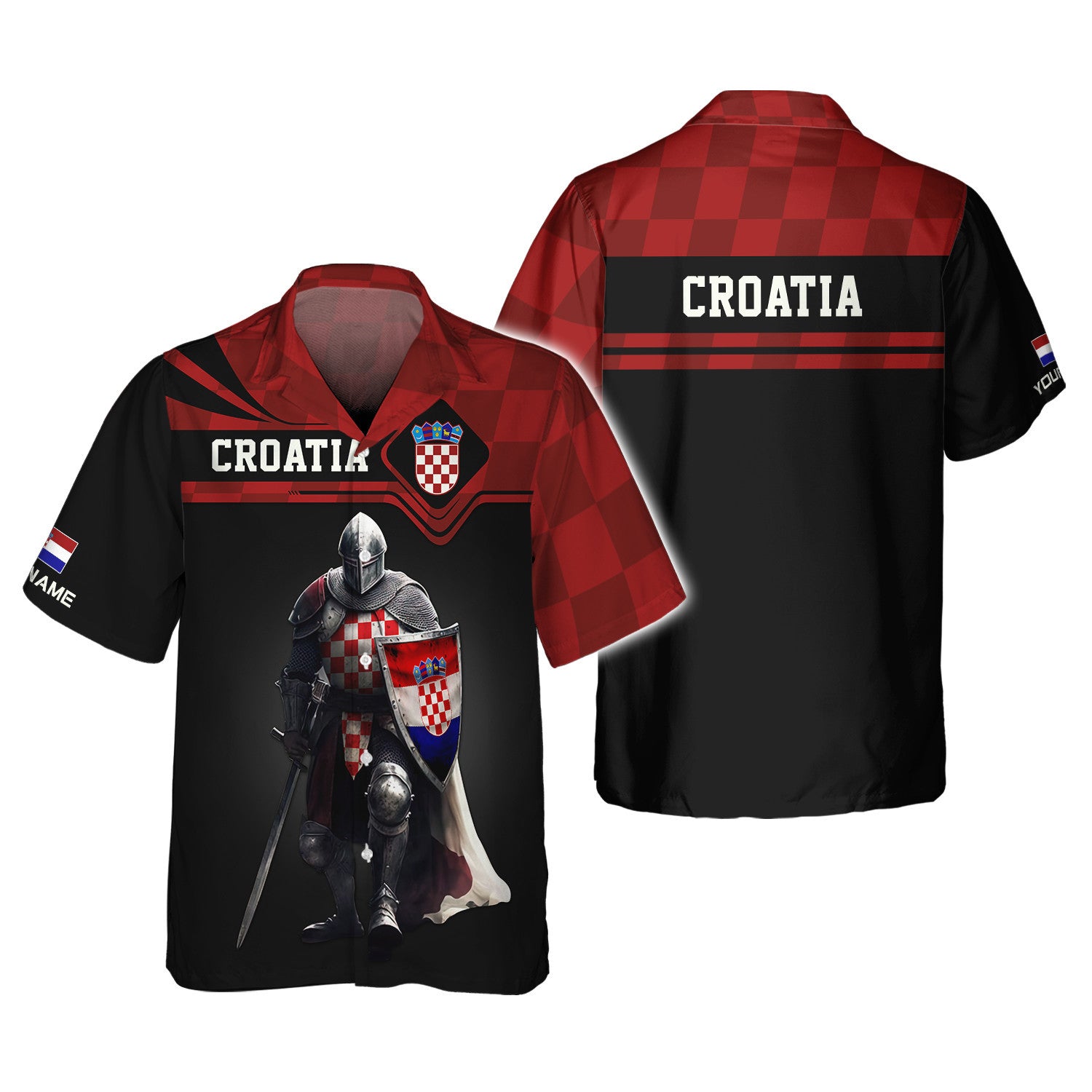 Custom Name 3D Knight Croatia Zipper Hoodie Personalized Gift For Croatia Lovers