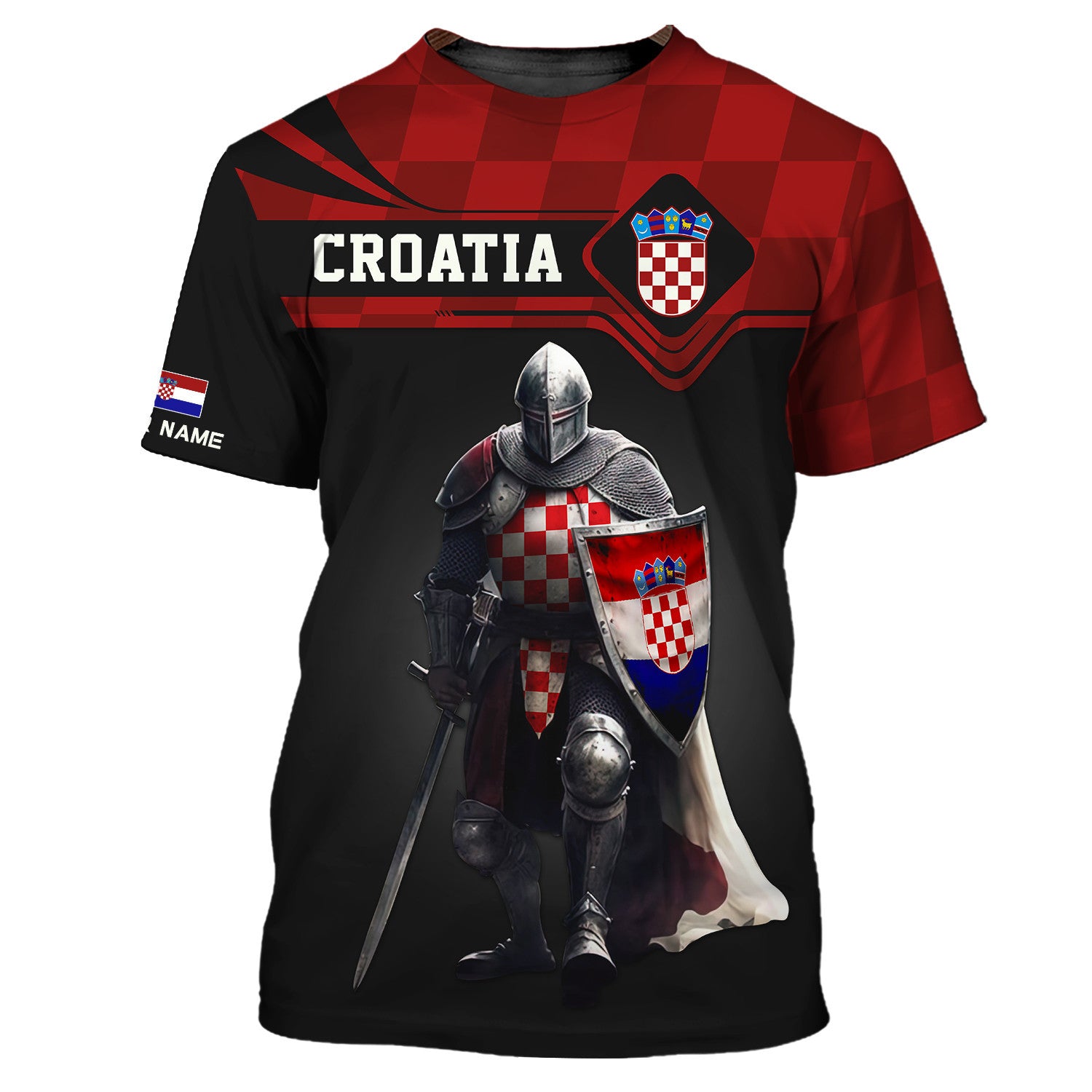 Custom Name 3D Knight Croatia Zipper Hoodie Personalized Gift For Croatia Lovers