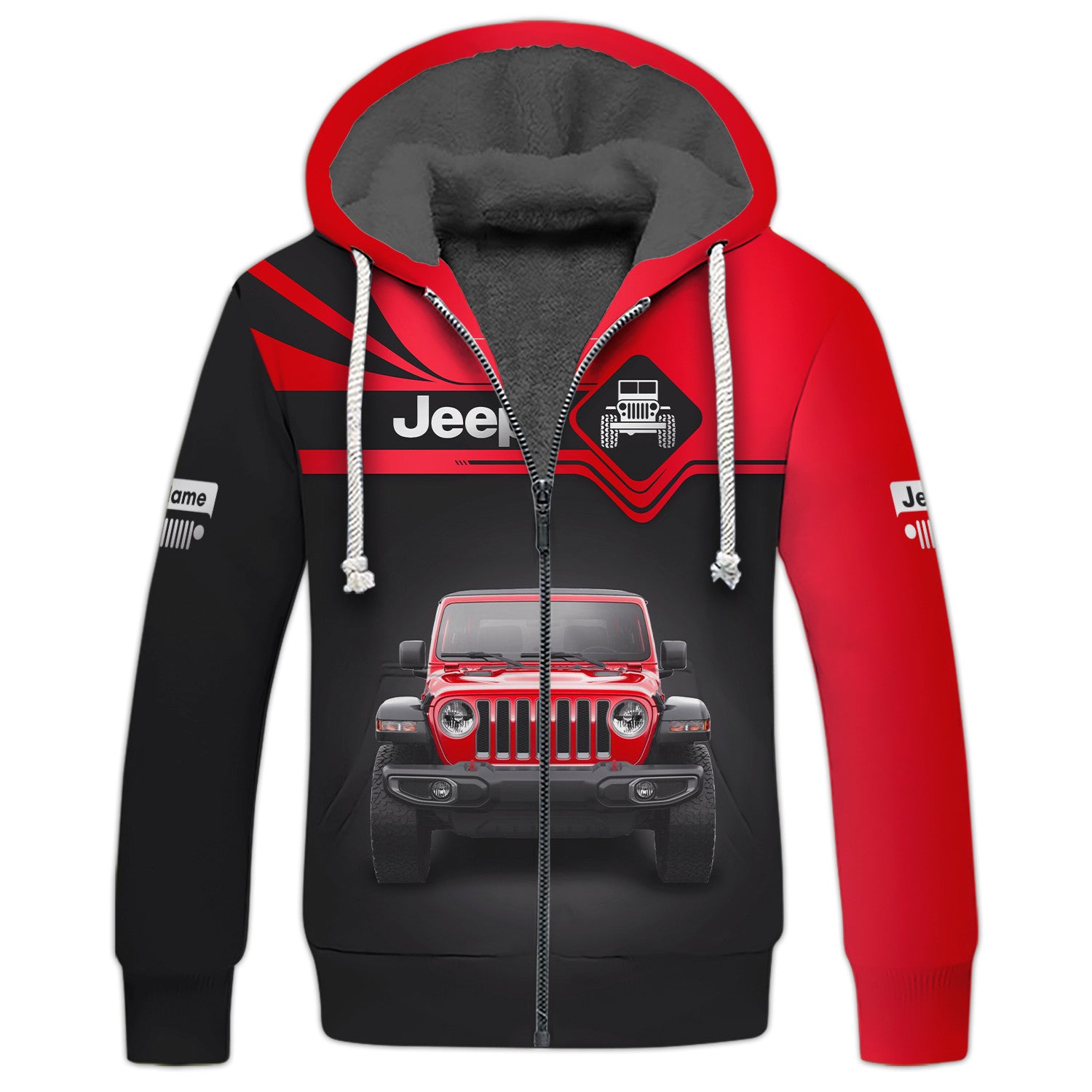 Custom Name 3D Jeep Zipper Hoodie Personalized Gift For Jeep Lovers