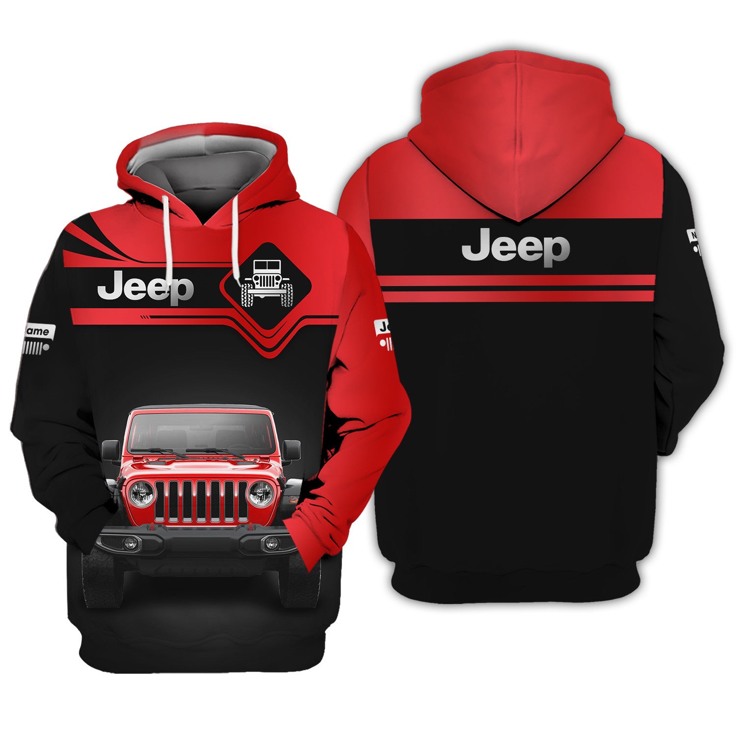 Custom Name 3D Jeep Zipper Hoodie Personalized Gift For Jeep Lovers