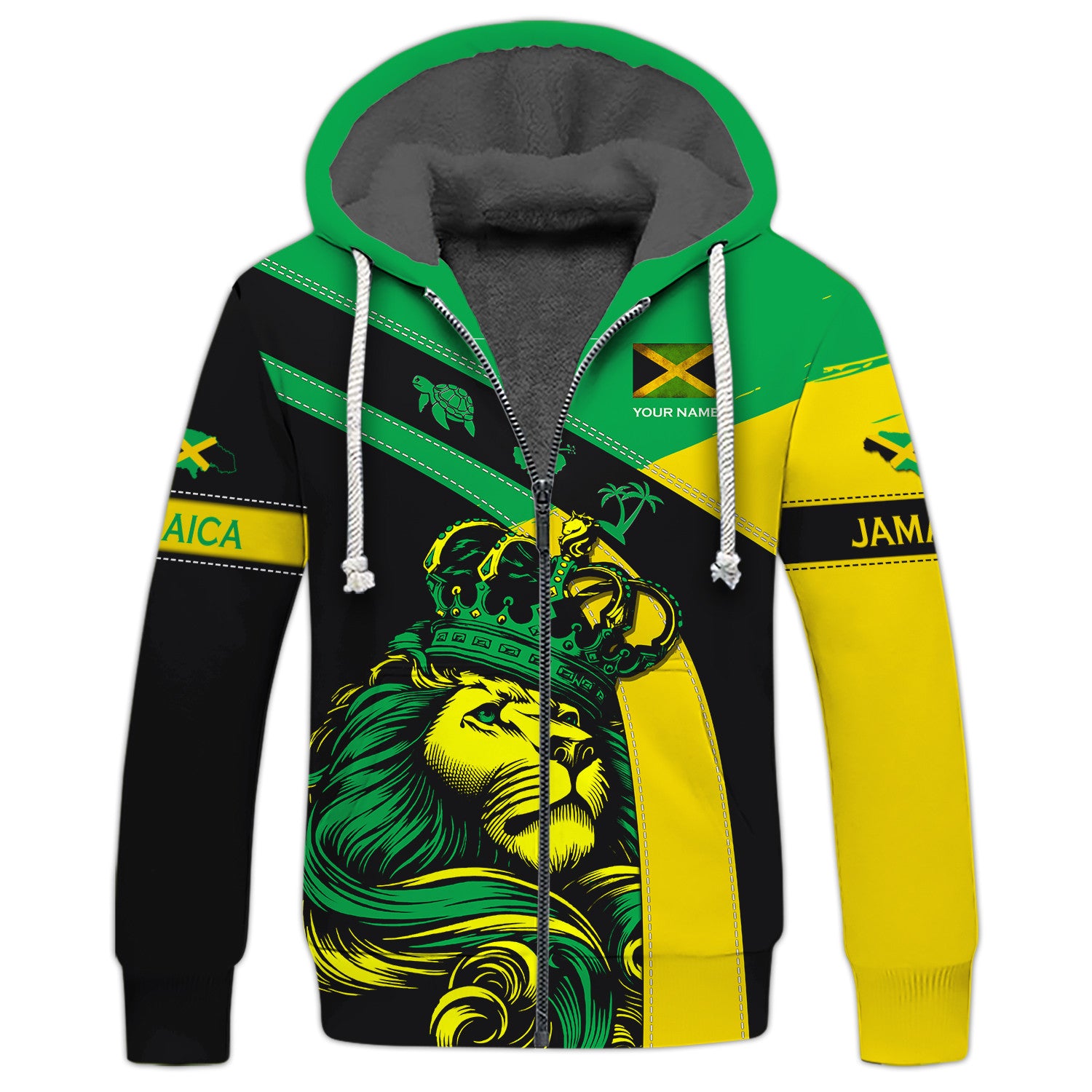 Jamaica Personalized Name 3D Zipper Hoodie Custom Gift For Jamaica Lovers