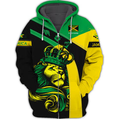 Jamaica Personalized Name 3D Zipper Hoodie Custom Gift For Jamaica Lovers