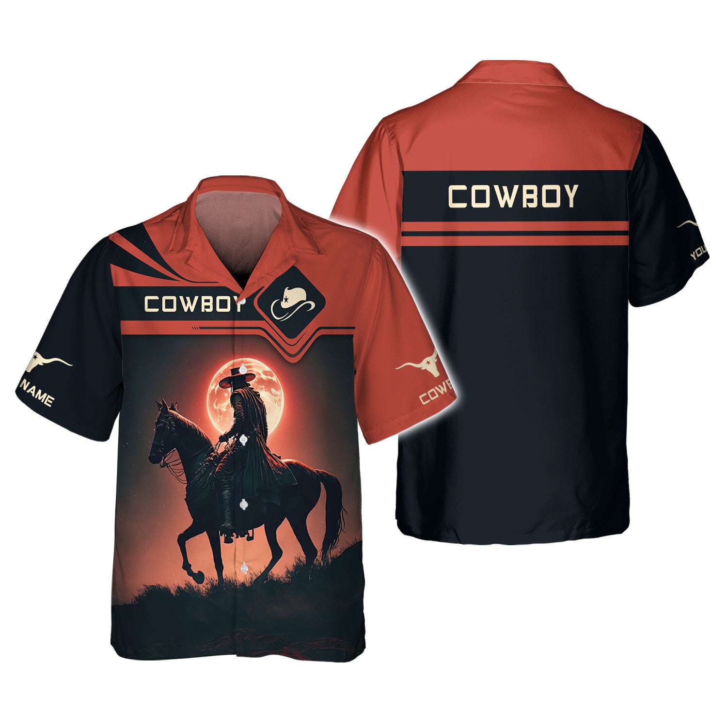 Cowboy With Horse Under The Moonlight Personalized Name 3D Shirts