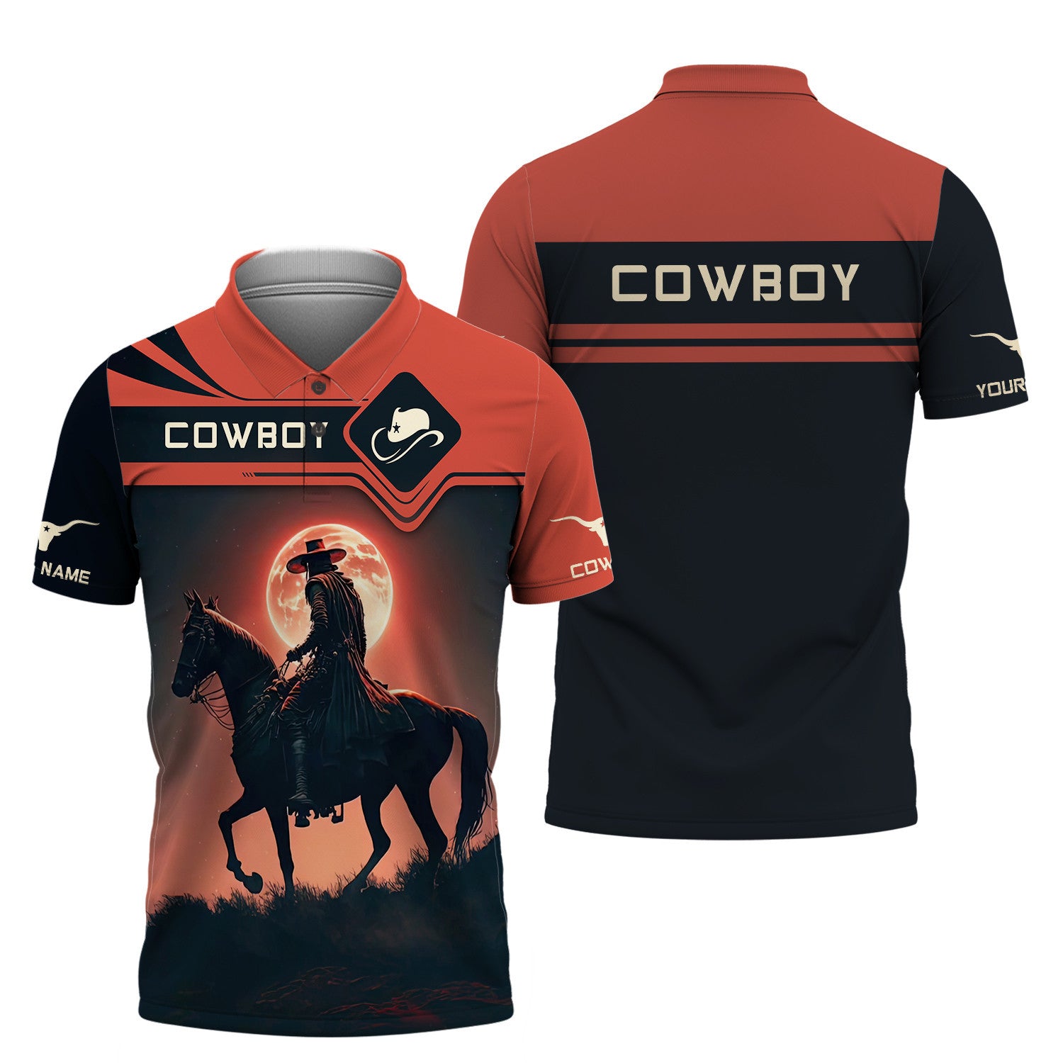 Cowboy With Horse Under The Moonlight Personalized Name 3D Shirts