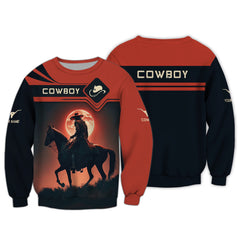 Cowboy With Horse Under The Moonlight Personalized Name 3D Shirts