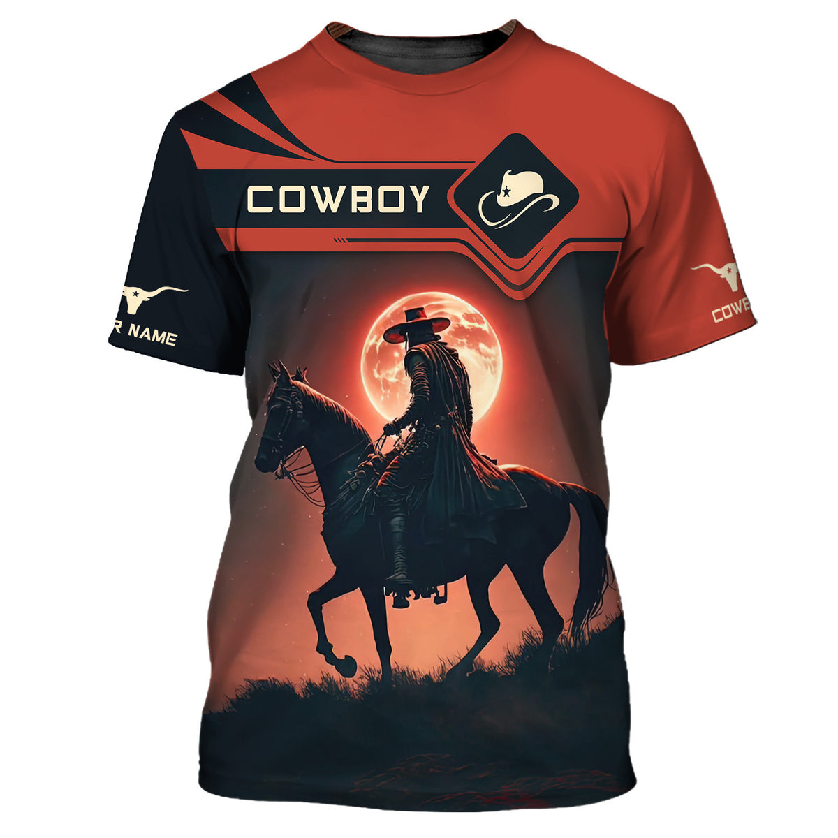 Cowboy With Horse Under The Moonlight Personalized Name 3D Shirts