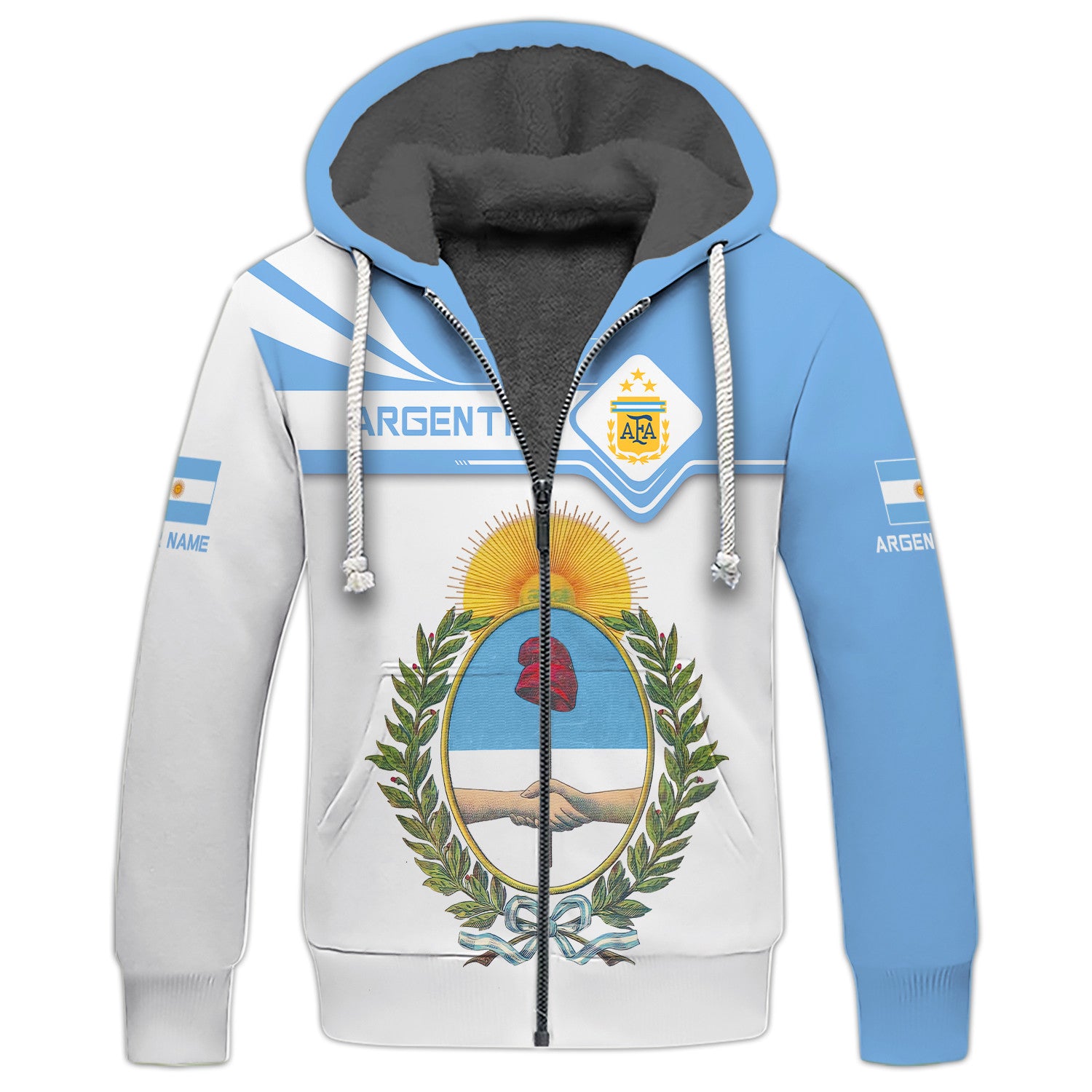 Custom Name 3D Argentina Zipper Hoodie Personalized Gift For Argentina Lovers