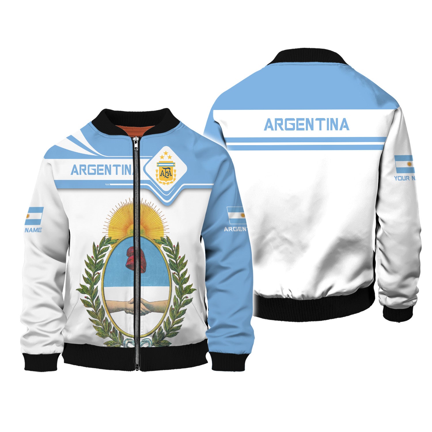 Custom Name 3D Argentina Zipper Hoodie Personalized Gift For Argentina Lovers