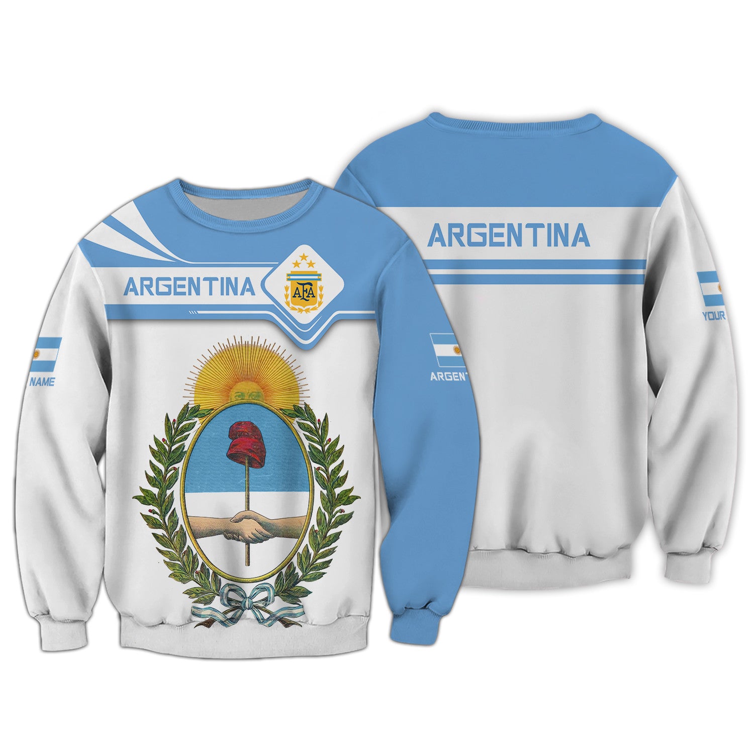 Custom Name 3D Argentina Zipper Hoodie Personalized Gift For Argentina Lovers