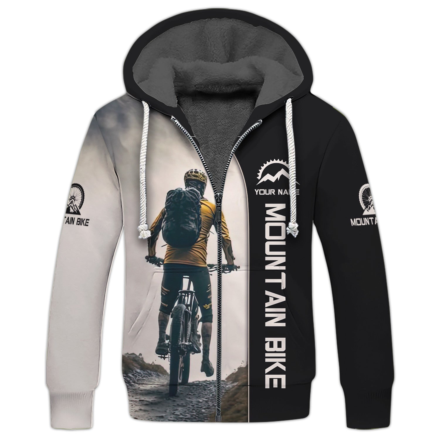 Mountain Bike 3D Custom Name Zipper Hoodie Personalized Gift For Mountain Bike Lovers