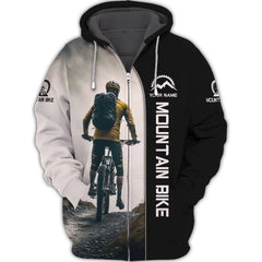 Mountain Bike 3D Custom Name Zipper Hoodie Personalized Gift For Mountain Bike Lovers