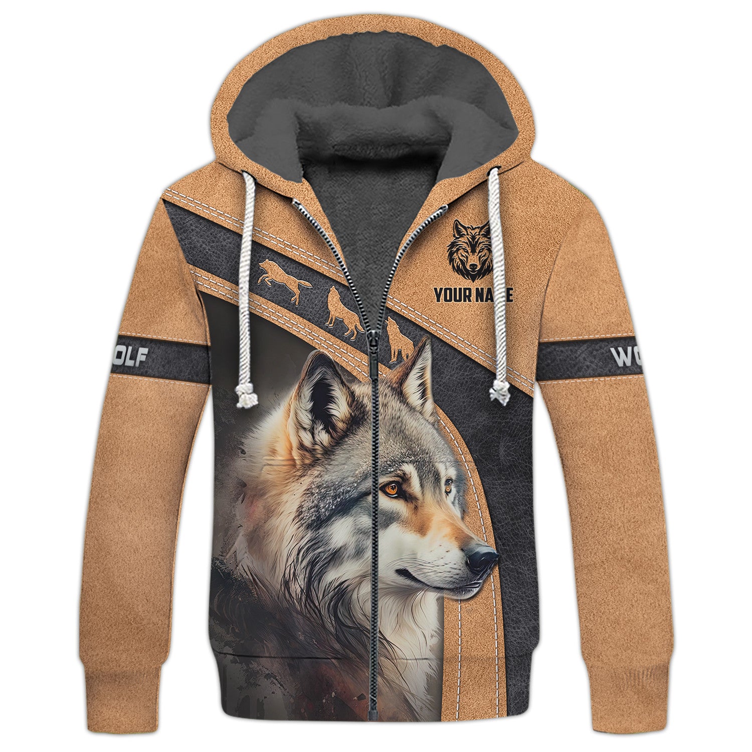 Wildlife Wolf Personalized Name 3D Zipper Hoodie Custom Gift For Wolf Lovers