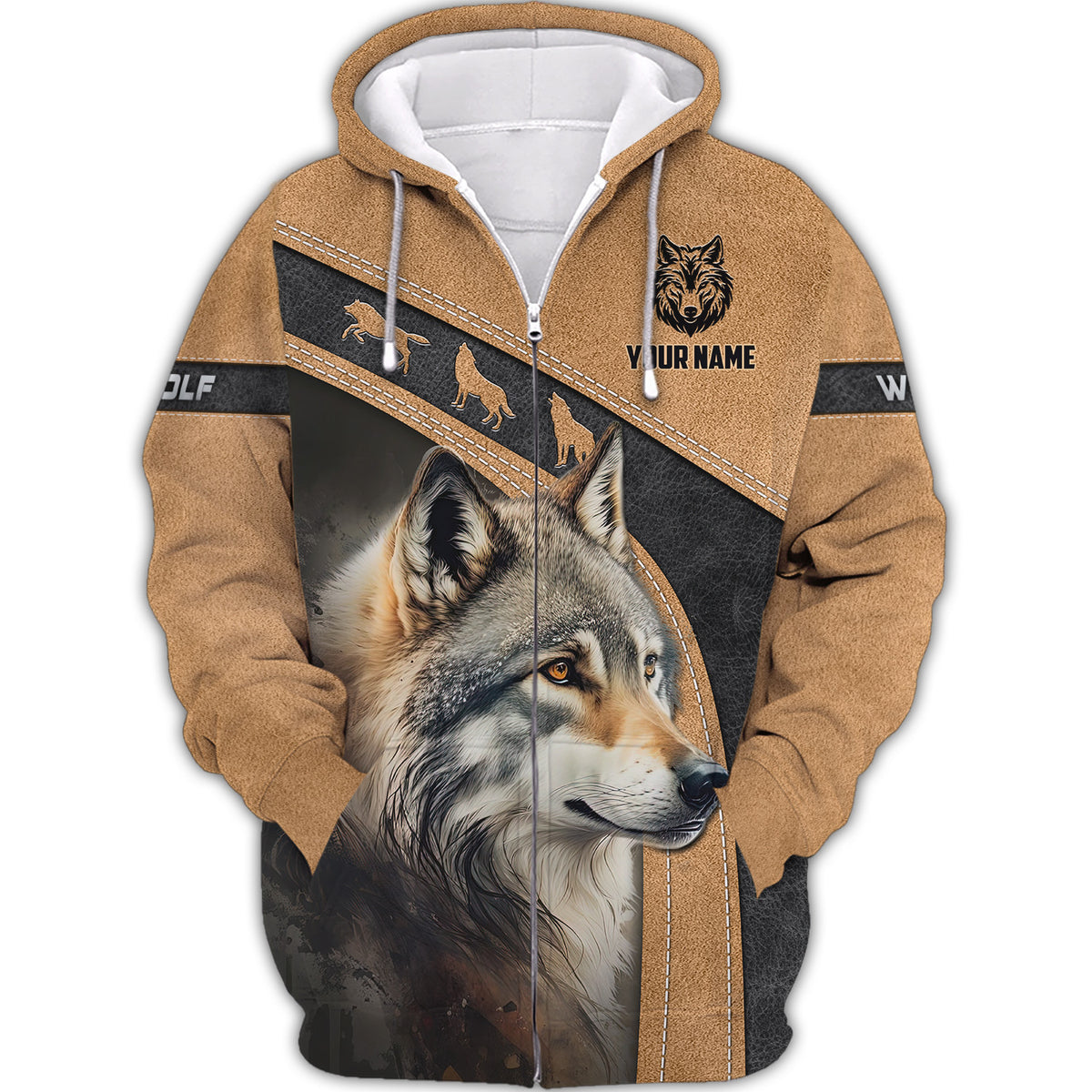 Wildlife Wolf Personalized Name 3D Zipper Hoodie Custom Gift For Wolf Lovers