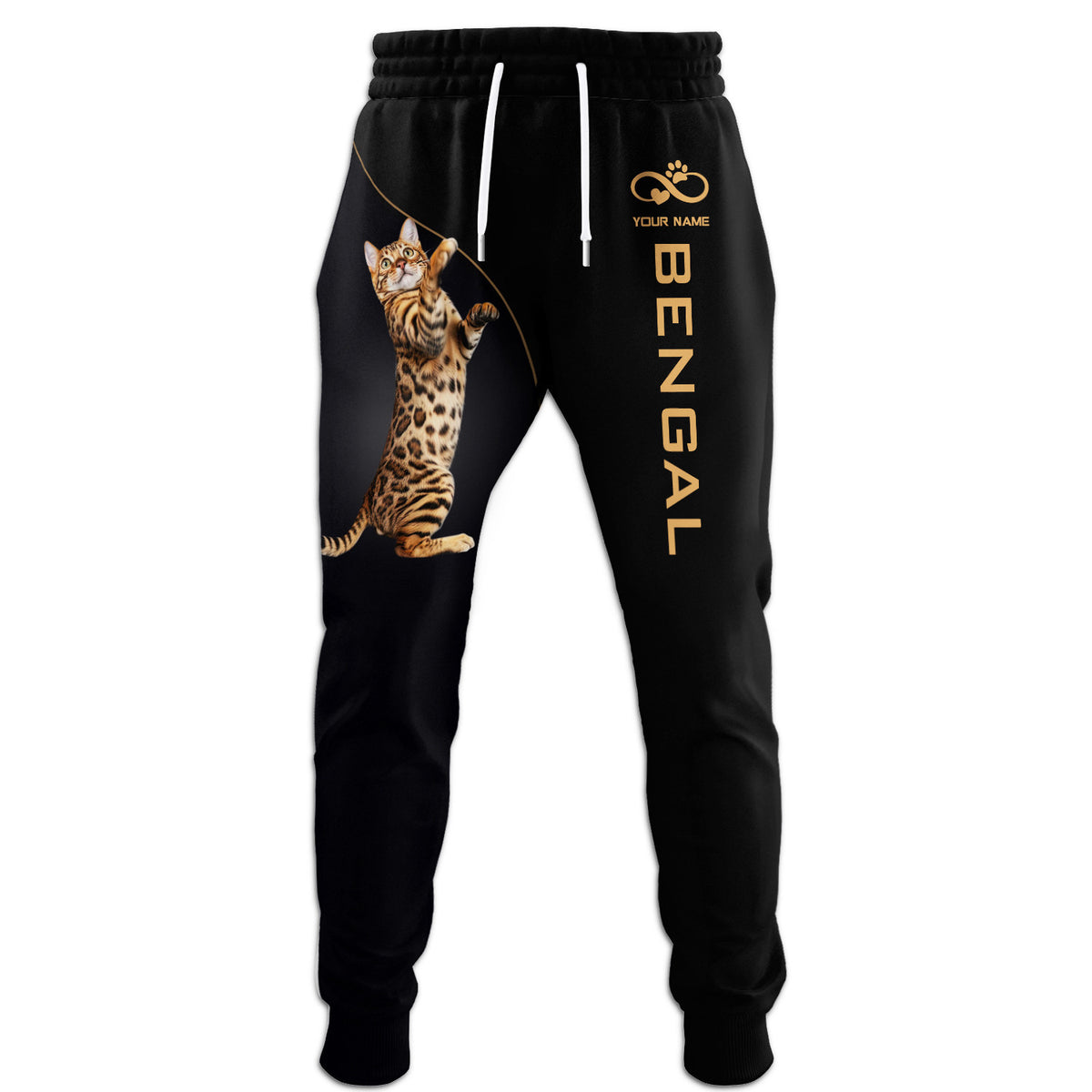 Bengal Cat Personalized Name 3D Sweatpants Custom Gift For Bengal Cat Lovers