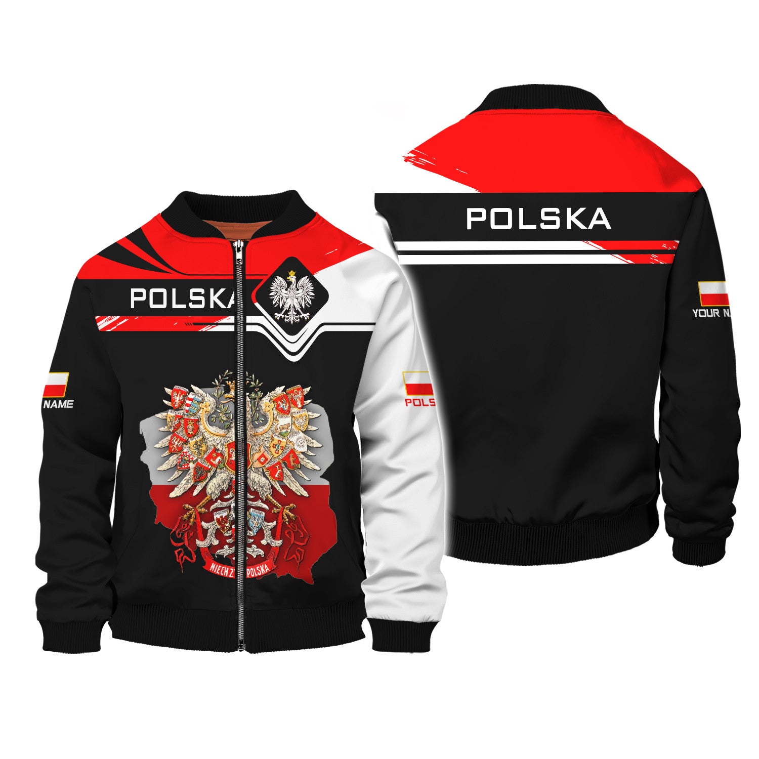 Eagle Polska Custom Name 3D Zipper Hoodie Personalized Name Gift For Polska Lovers