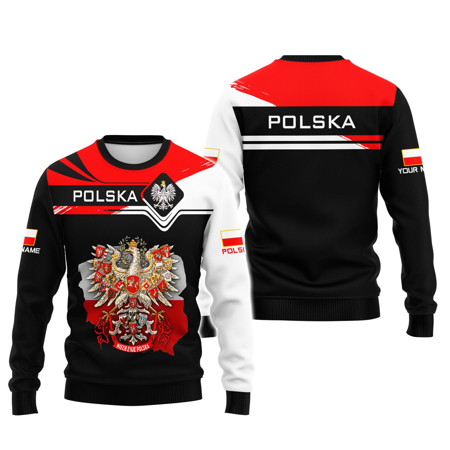 Eagle Polska Custom Name 3D Zipper Hoodie Personalized Name Gift For Polska Lovers