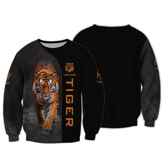 Casual Tiger Graphic Personalized Name 3D Zipper Hoodie Gift For Tiger Lovers