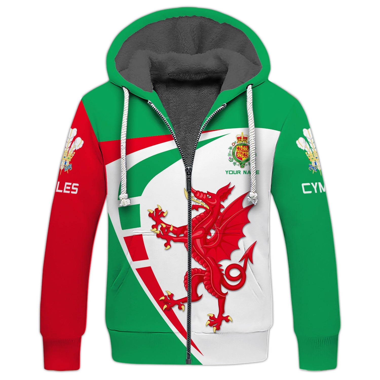 Cymru Personalized Name Wales Zipper Hoodie Custom Gift For Wales Lovers