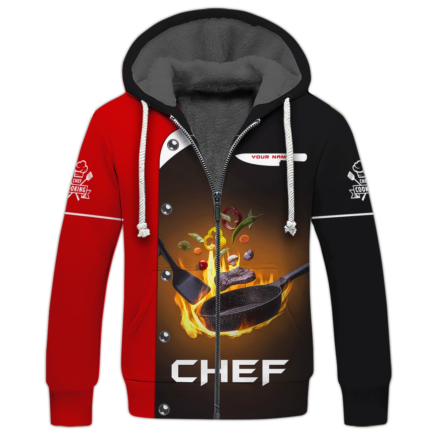 Custom Name 3D Chef Shirt Personalized Print Cook Chef Shirt